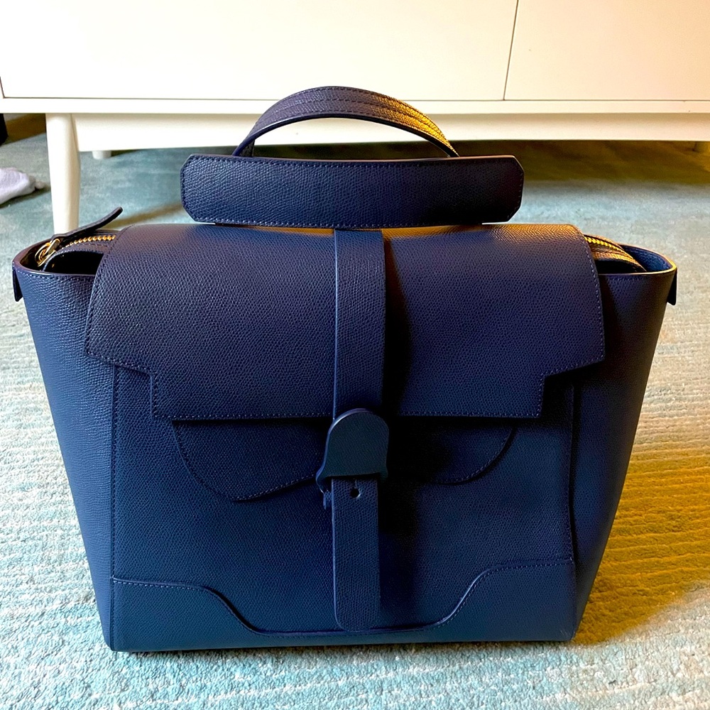 Senreve leather briefcase/tote/backpack - never been used - new! Navy leather.